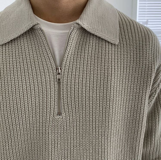 Herensweater met halve rits