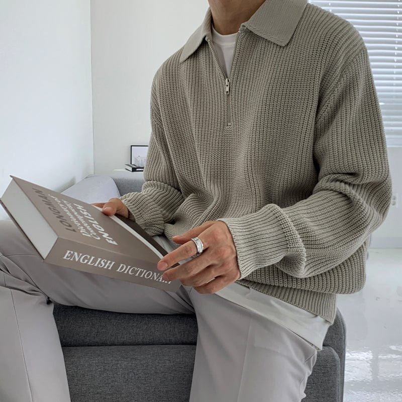 Herensweater met halve rits