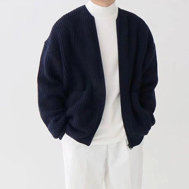 Casual ribgebreid herenvest