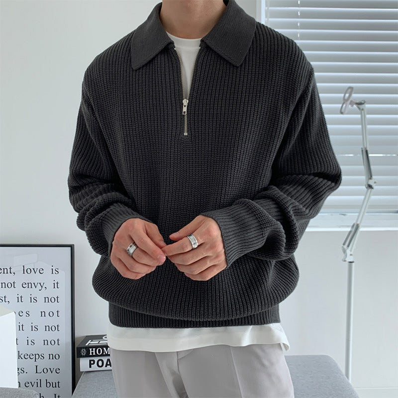 Herensweater met halve rits
