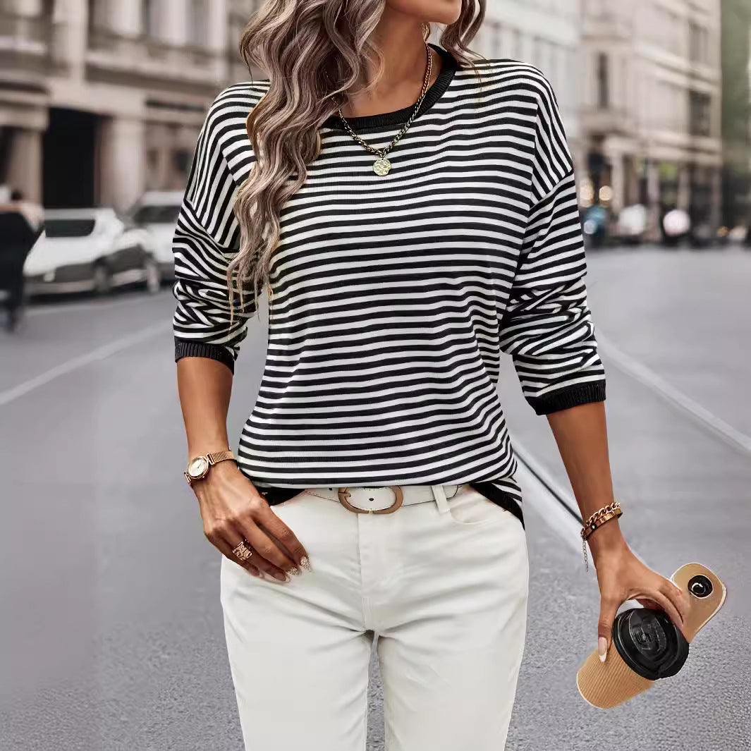 Gestreepte casual top met lange mouwen voor dames