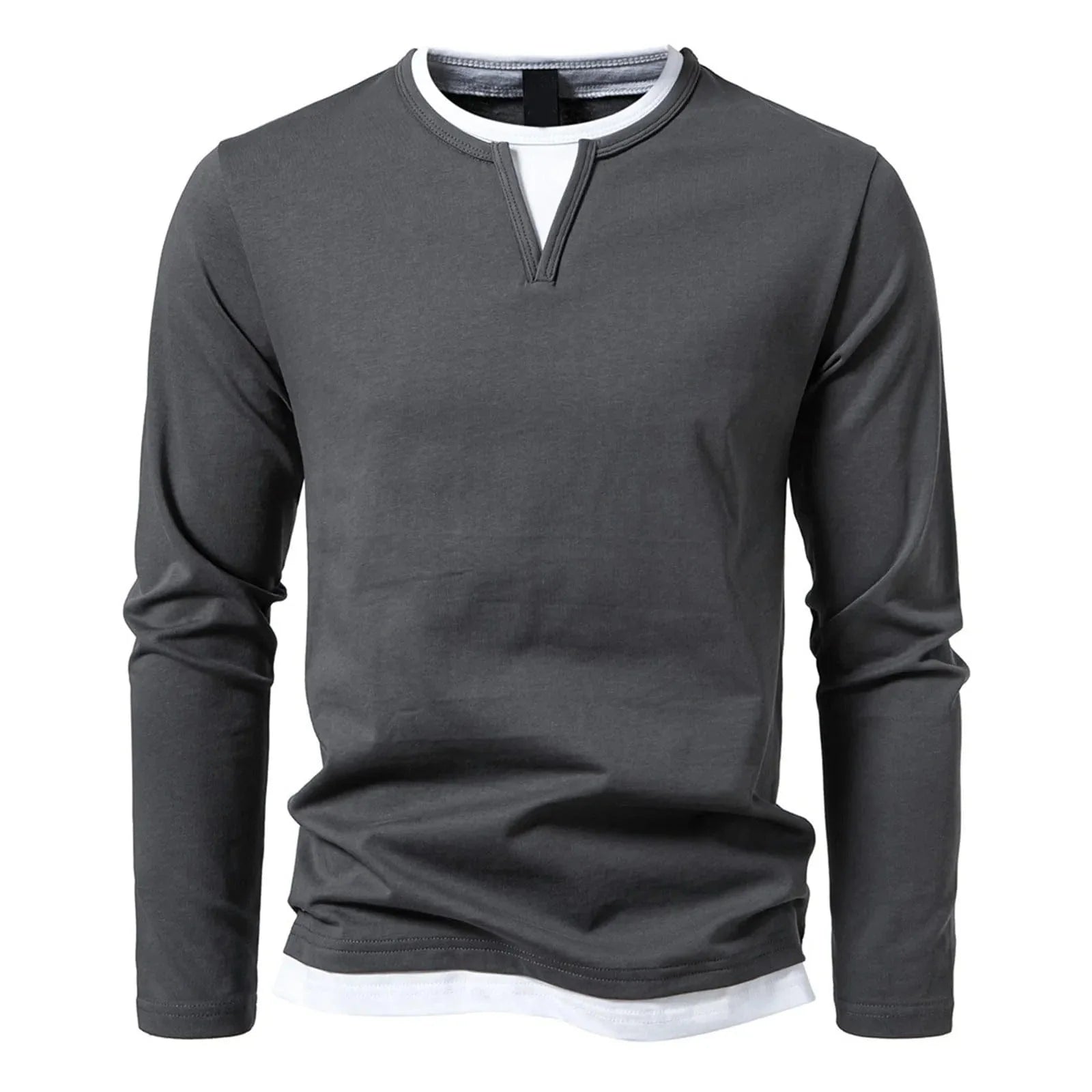 Casual shirt met lange mouwen en V-hals voor mannen